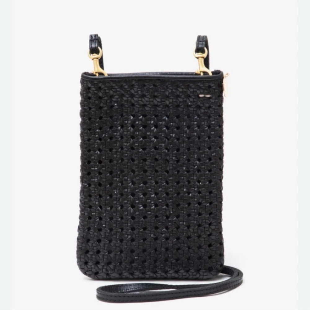 Clare V Black Woven Poche Crossbody Bag